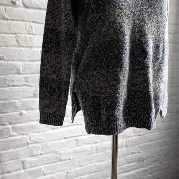 Y2K Vintage Stripes Minimalist Oversize Chunky Knit Striped Turtleneck Sweater - Picture 5 of 7